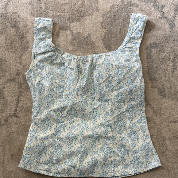 Guess jeans white with blue and yellow flower pattern tank top - Picture 2 of 5